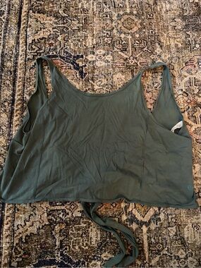 Olive Green Lululemon Cropped Tank Tie-Back Top